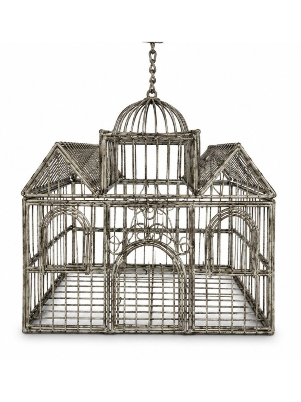 Vintage Hanging Metal Bird Cage Greenhouse Style Decorative Wire Cage French Cou